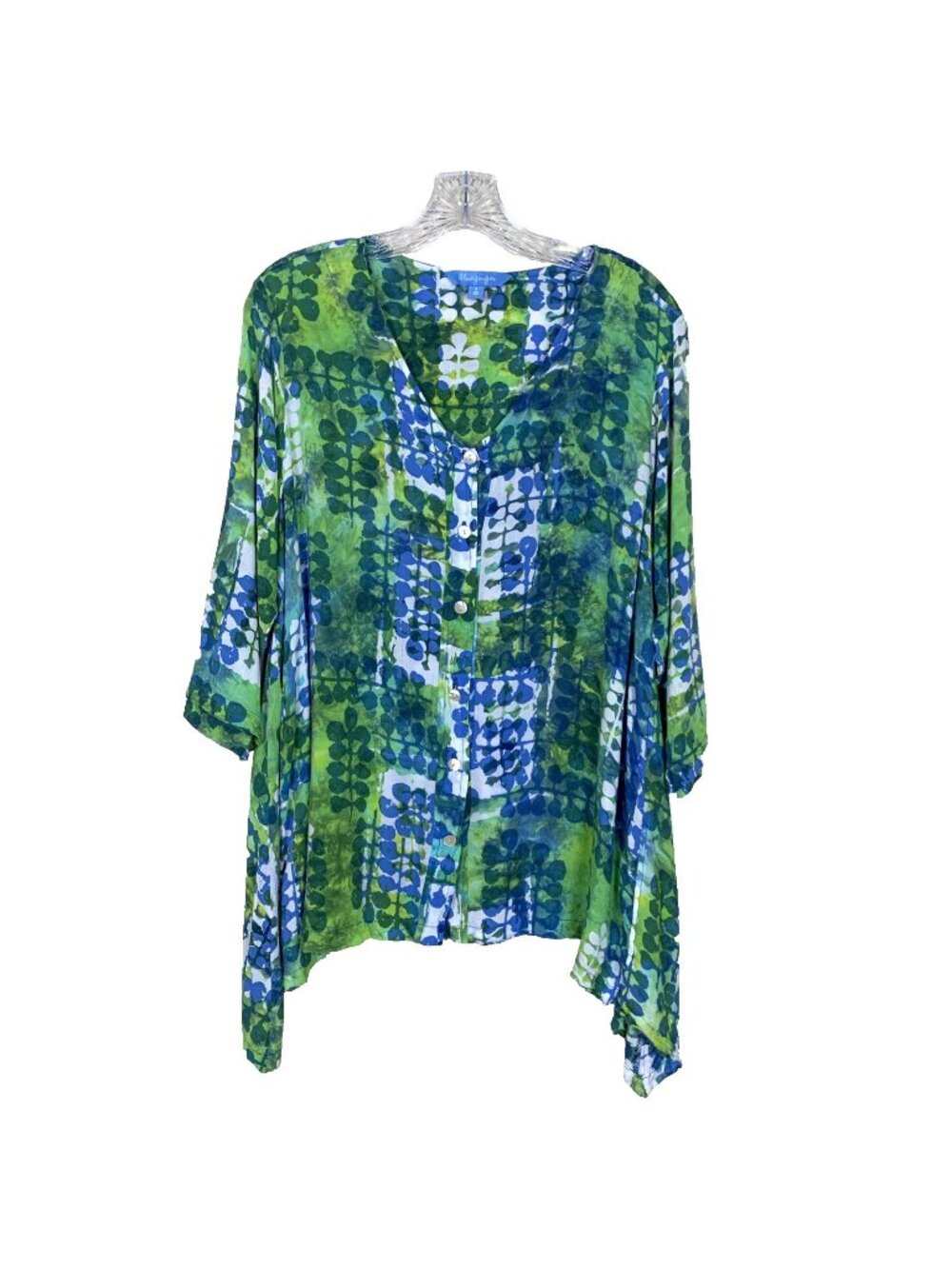 Blue Ginger Womens S Tunic Coverup Hawaiian Lightweight Tropical Rayon Boho Art